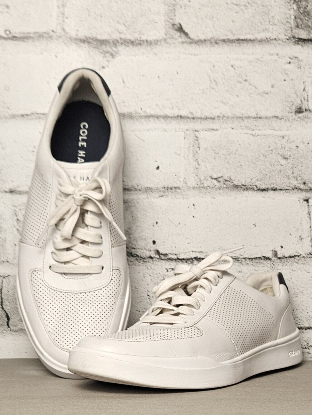 Cole Haan Grand Crosscourt White Perforated Sneakers Men’s Size 10